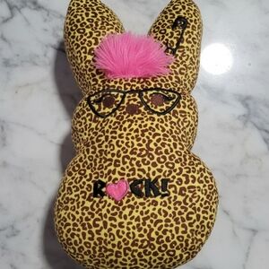 Leopard Print Stuffed Animal with Pink Accent